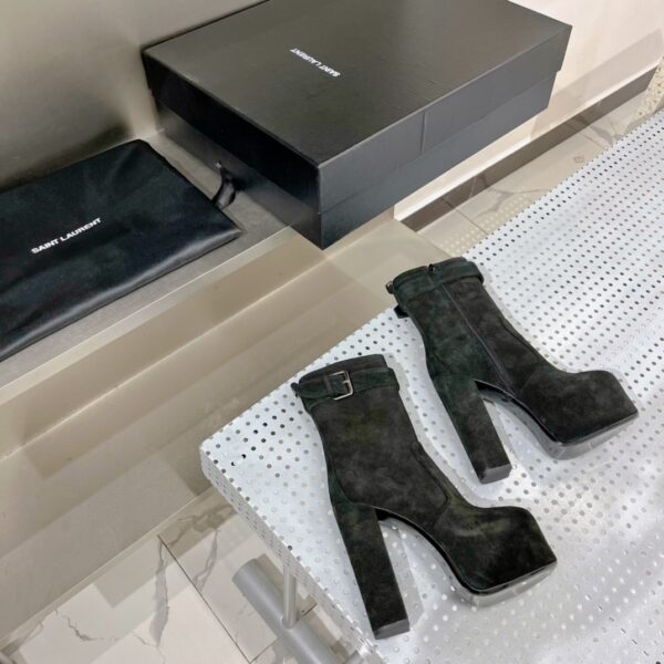 Saint Laurent Women's Cherry Buckle Platform Booties Black For Women YSL