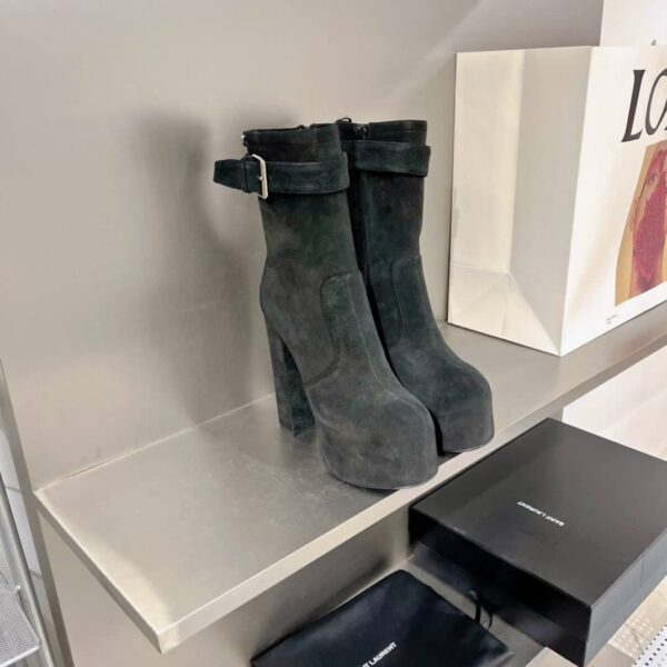 Saint Laurent Women's Cherry Buckle Platform Booties Black For Women YSL