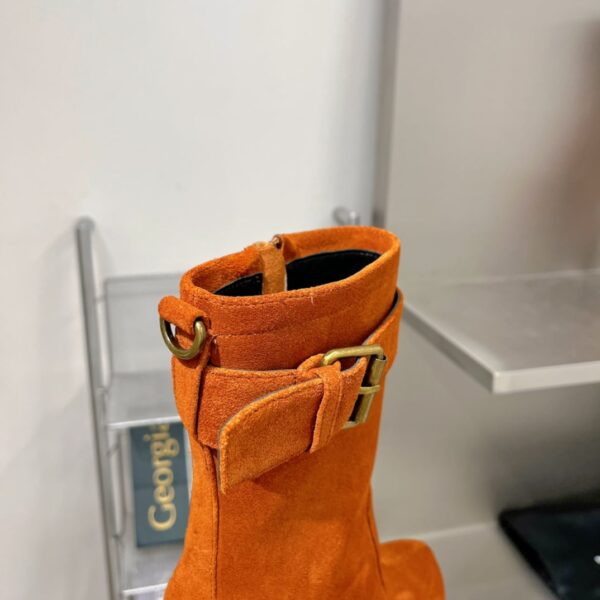 Saint Laurent Women's Cherry Buckle Platform Booties Orange For Women YSL