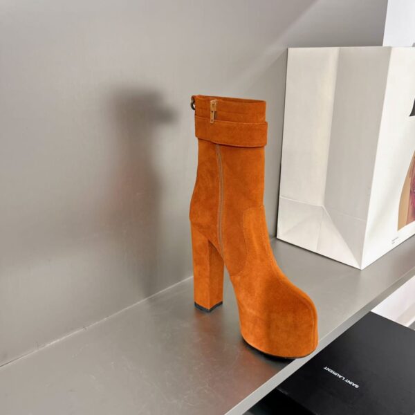 Saint Laurent Women's Cherry Buckle Platform Booties Orange For Women YSL