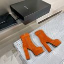 Saint Laurent Women's Cherry Buckle Platform Booties Orange For Women YSL