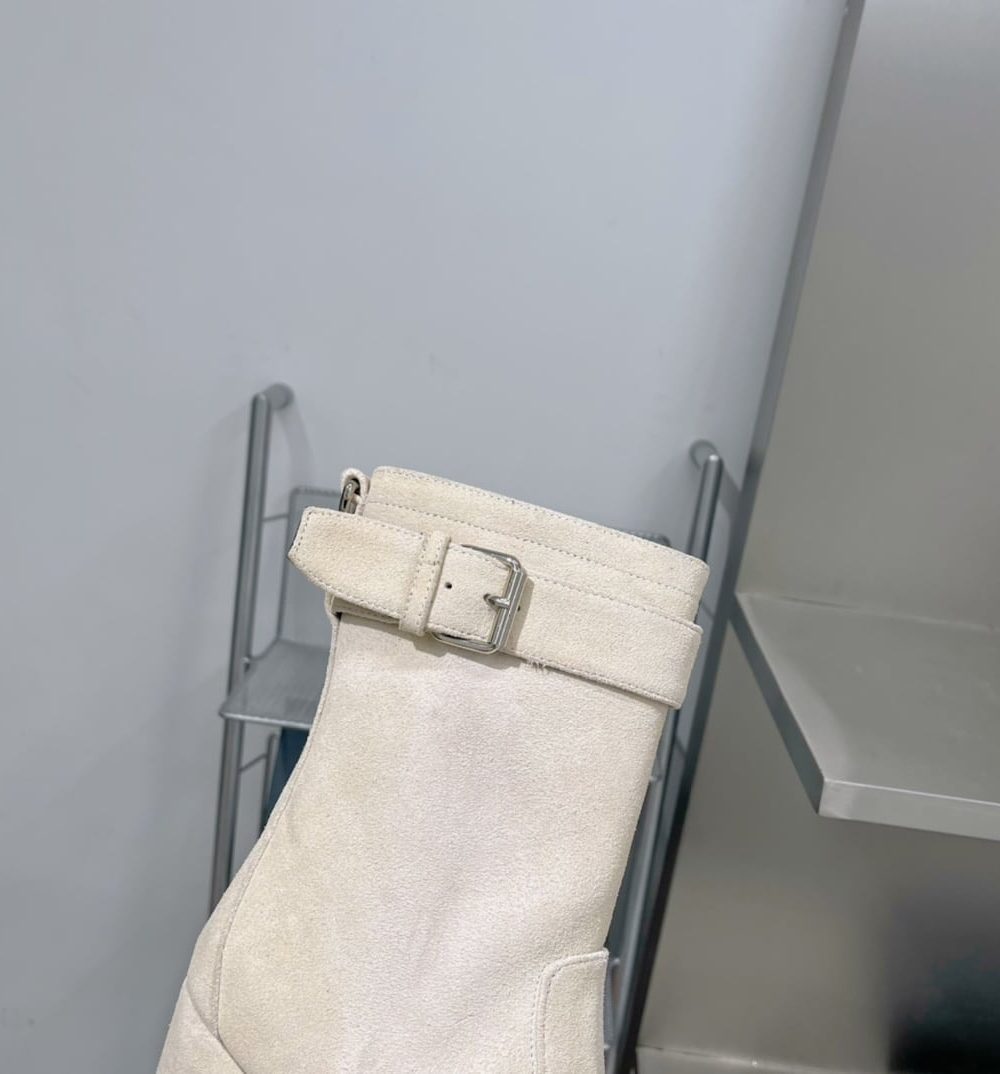 Saint Laurent Women's Cherry Buckle Platform Booties White For Women YSL