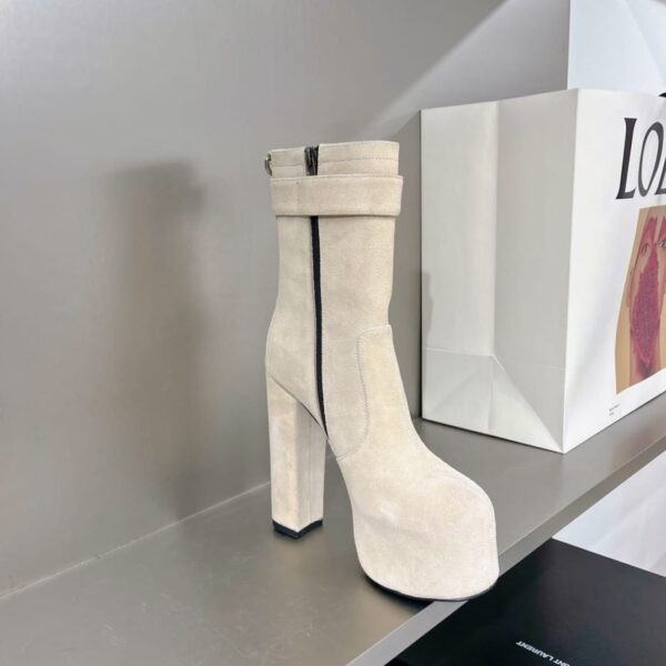Saint Laurent Women's Cherry Buckle Platform Booties White For Women YSL