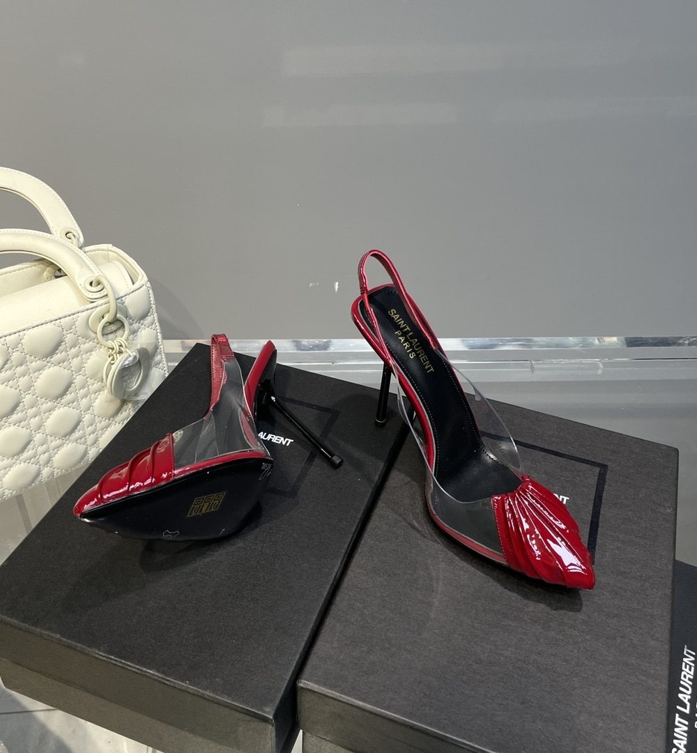 Saint Laurent Women's Chica Slingback Pumps Red For Women YSL