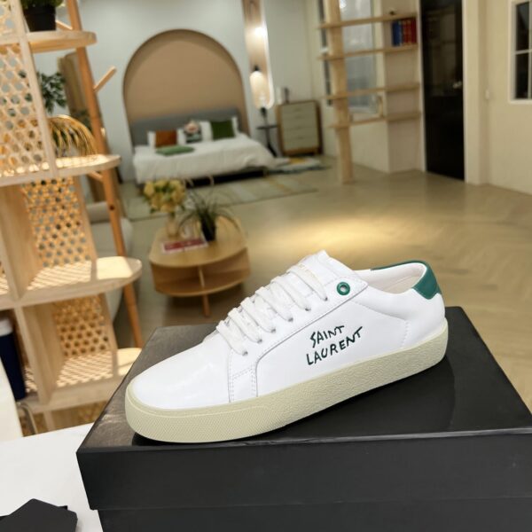 Saint Laurent Women's Court Classic Sl/06 Embroidered Sneakers Green For Women YSL