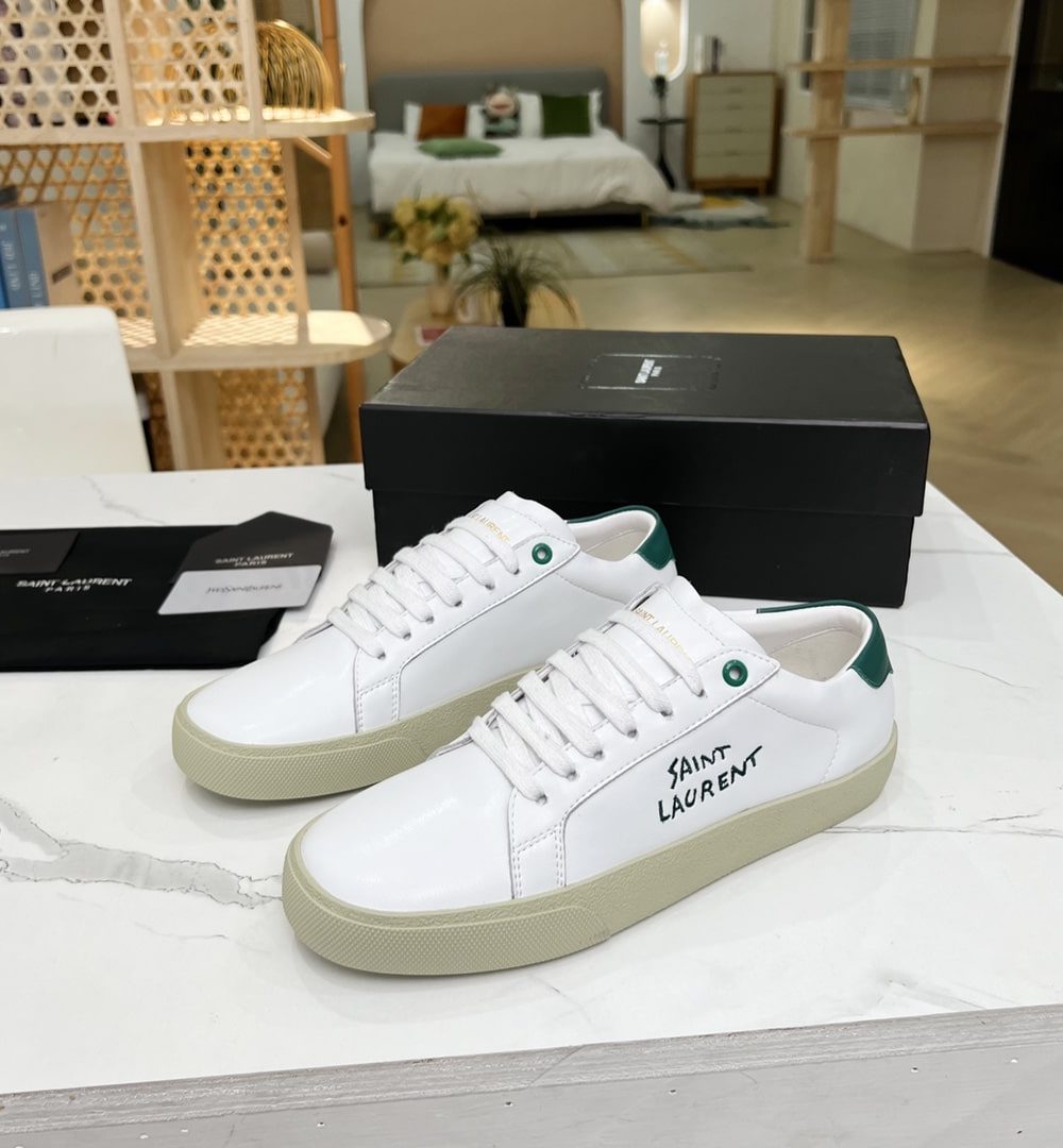 Saint Laurent Women's Court Classic Sl/06 Embroidered Sneakers Green For Women YSL