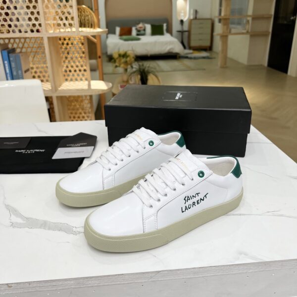 Saint Laurent Women's Court Classic Sl/06 Embroidered Sneakers Green For Women YSL