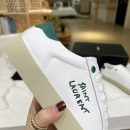Saint Laurent Women's Court Classic Sl/06 Embroidered Sneakers Green For Women YSL