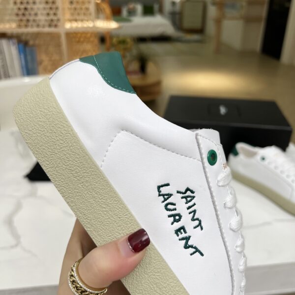 Saint Laurent Women's Court Classic Sl/06 Embroidered Sneakers Green For Women YSL