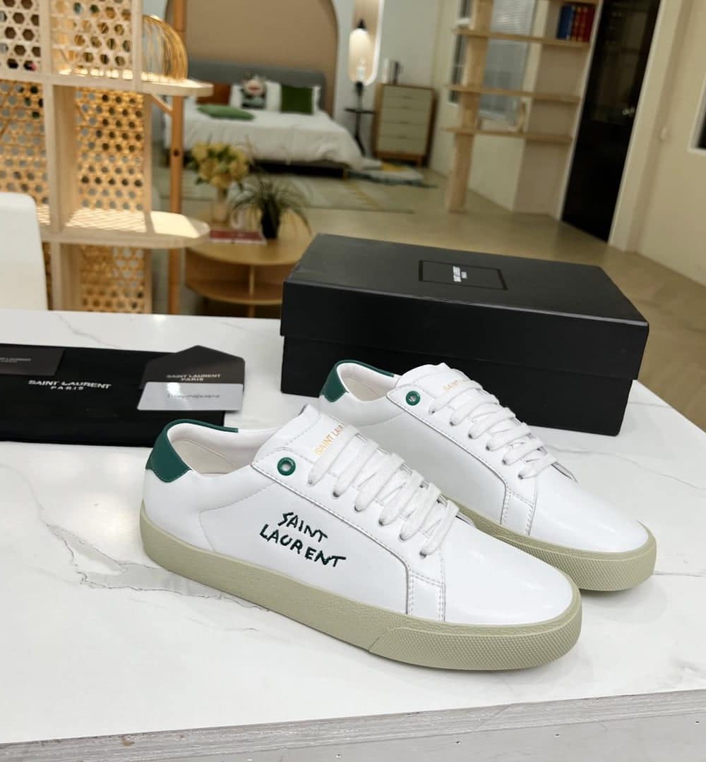 Saint Laurent Women's Court Classic Sl/06 Embroidered Sneakers Green For Women YSL