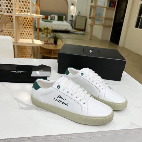 Saint Laurent Women's Court Classic Sl/06 Embroidered Sneakers Green For Women YSL