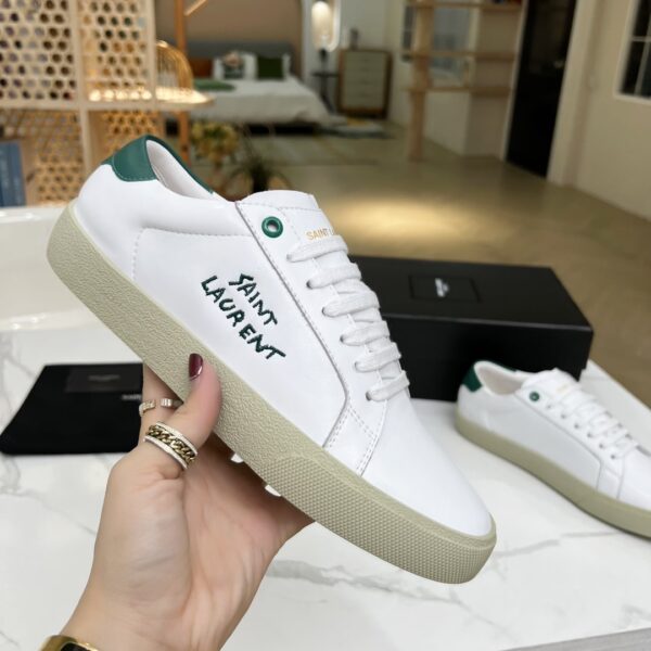 Saint Laurent Women's Court Classic Sl/06 Embroidered Sneakers Green For Women YSL