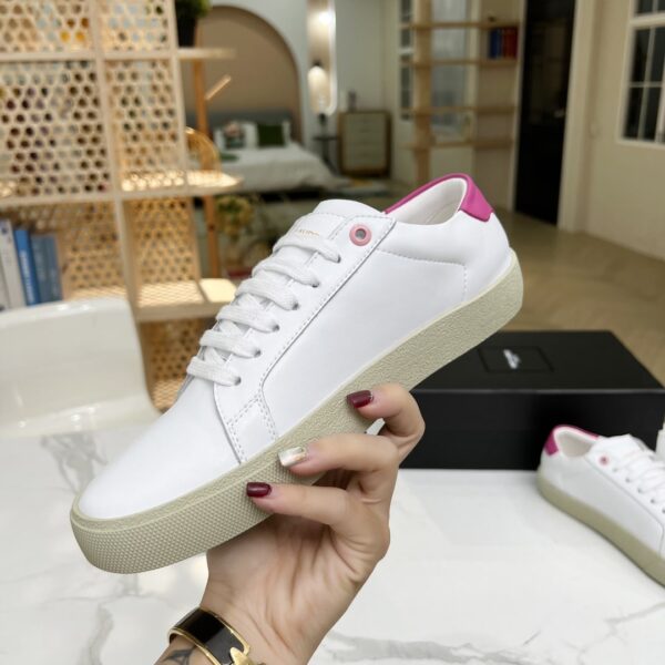Saint Laurent Women's Court Classic Sl/06 Embroidered Sneakers Pink For Women YSL