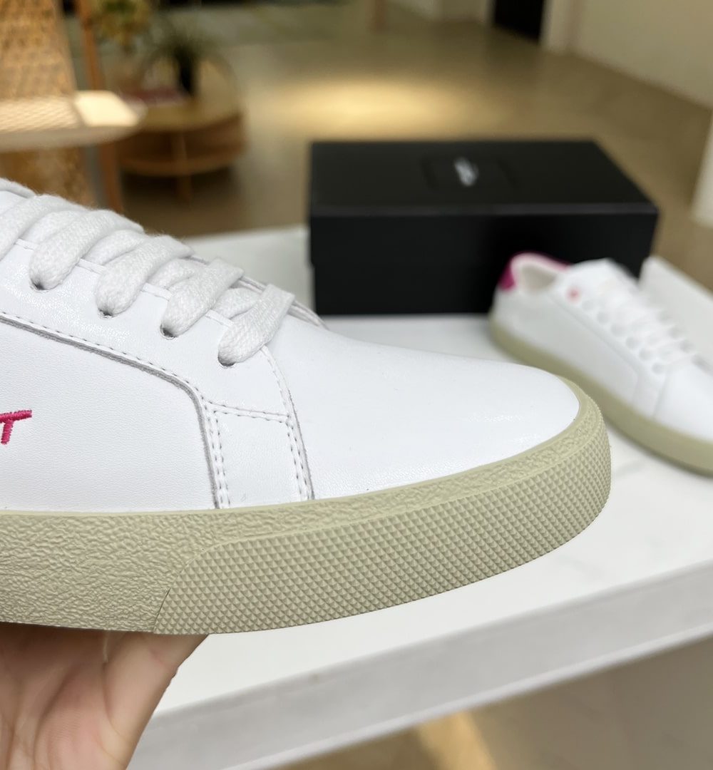 Saint Laurent Women's Court Classic Sl/06 Embroidered Sneakers Pink For Women YSL