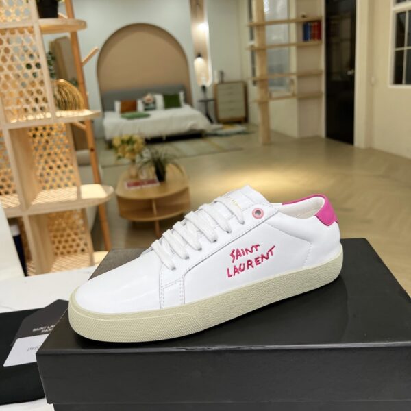 Saint Laurent Women's Court Classic Sl/06 Embroidered Sneakers Pink For Women YSL