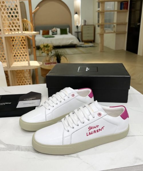 Saint Laurent Women's Court Classic Sl/06 Embroidered Sneakers Pink For Women YSL