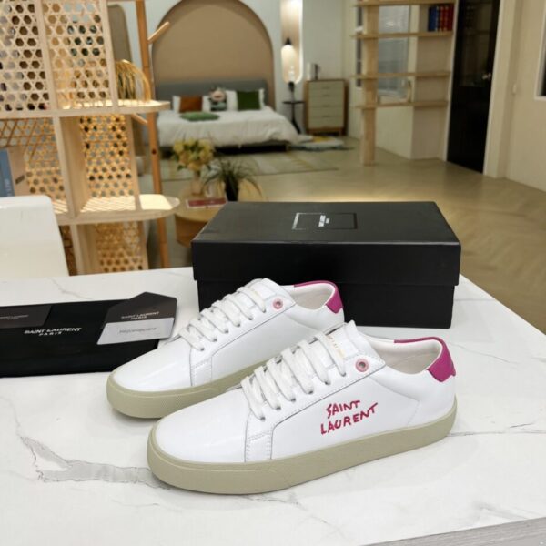 Saint Laurent Women's Court Classic Sl/06 Embroidered Sneakers Pink For Women YSL