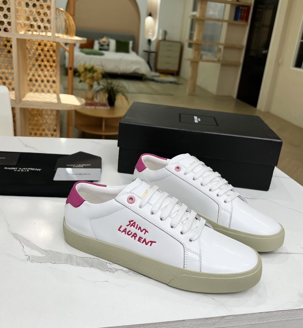 Saint Laurent Women's Court Classic Sl/06 Embroidered Sneakers Pink For Women YSL