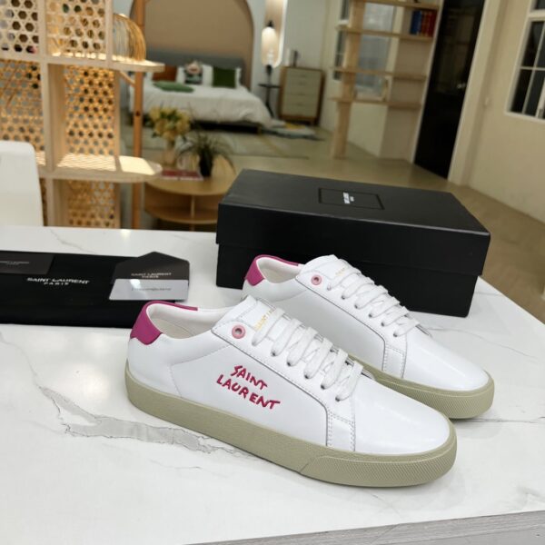 Saint Laurent Women's Court Classic Sl/06 Embroidered Sneakers Pink For Women YSL