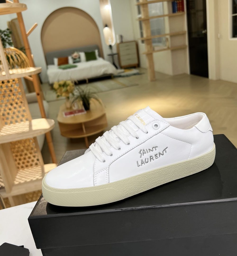 Saint Laurent Women's Court Classic Sl/06 Embroidered Sneakers White For Women YSL