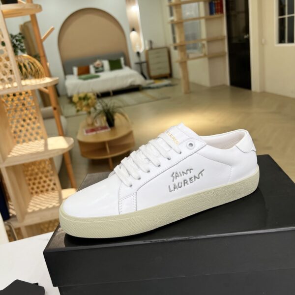 Saint Laurent Women's Court Classic Sl/06 Embroidered Sneakers White For Women YSL