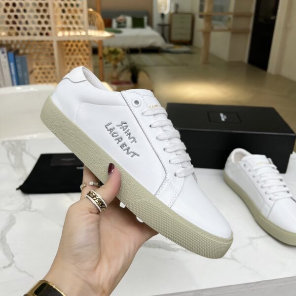 Saint Laurent Women's Court Classic Sl/06 Embroidered Sneakers White For Women YSL
