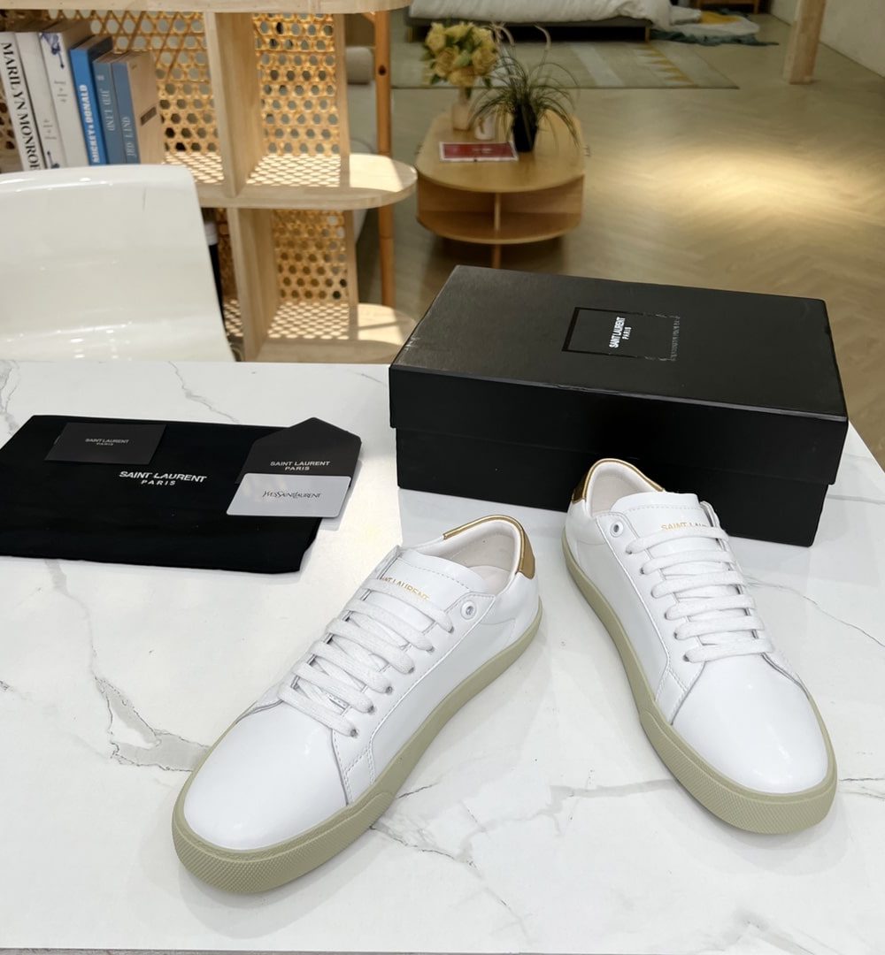 Saint Laurent Women's Court Classic Sl/06 Embroidered Sneakers Yellow For Women YSL