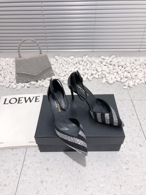 Saint Laurent Women's Glittering Rhinestone Embellished Pumps Black For Women YSL