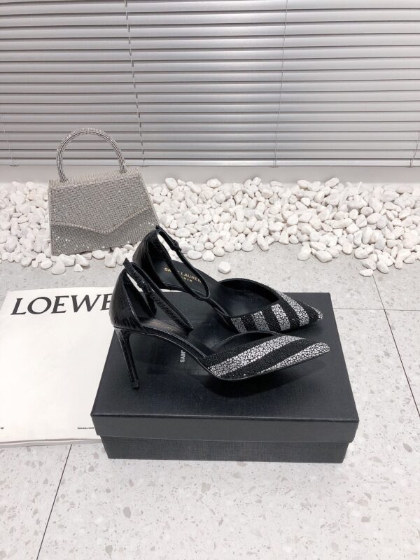 Saint Laurent Women's Glittering Rhinestone Embellished Pumps Black For Women YSL