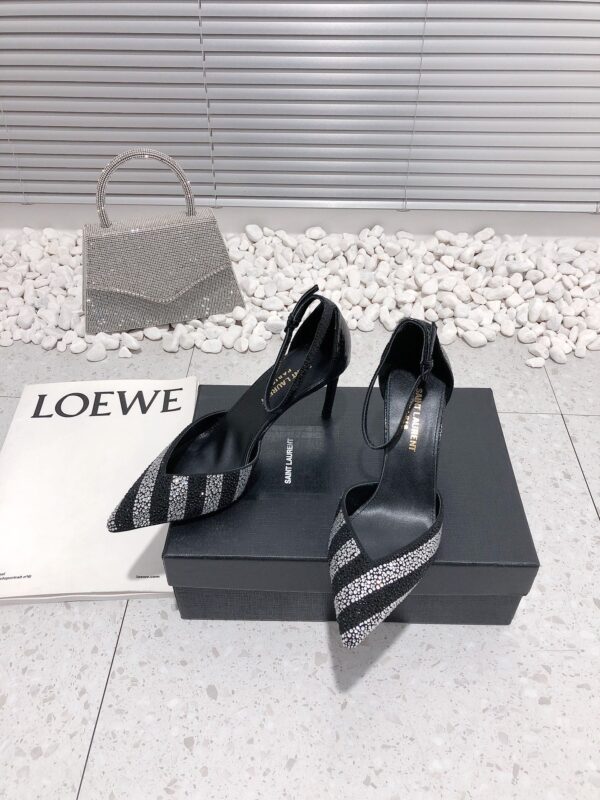 Saint Laurent Women's Glittering Rhinestone Embellished Pumps Black For Women YSL