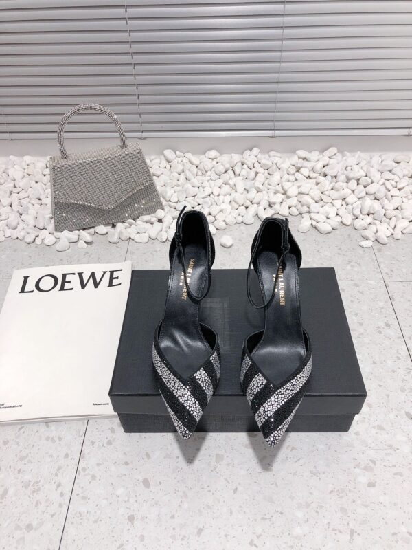 Saint Laurent Women's Glittering Rhinestone Embellished Pumps Black For Women YSL