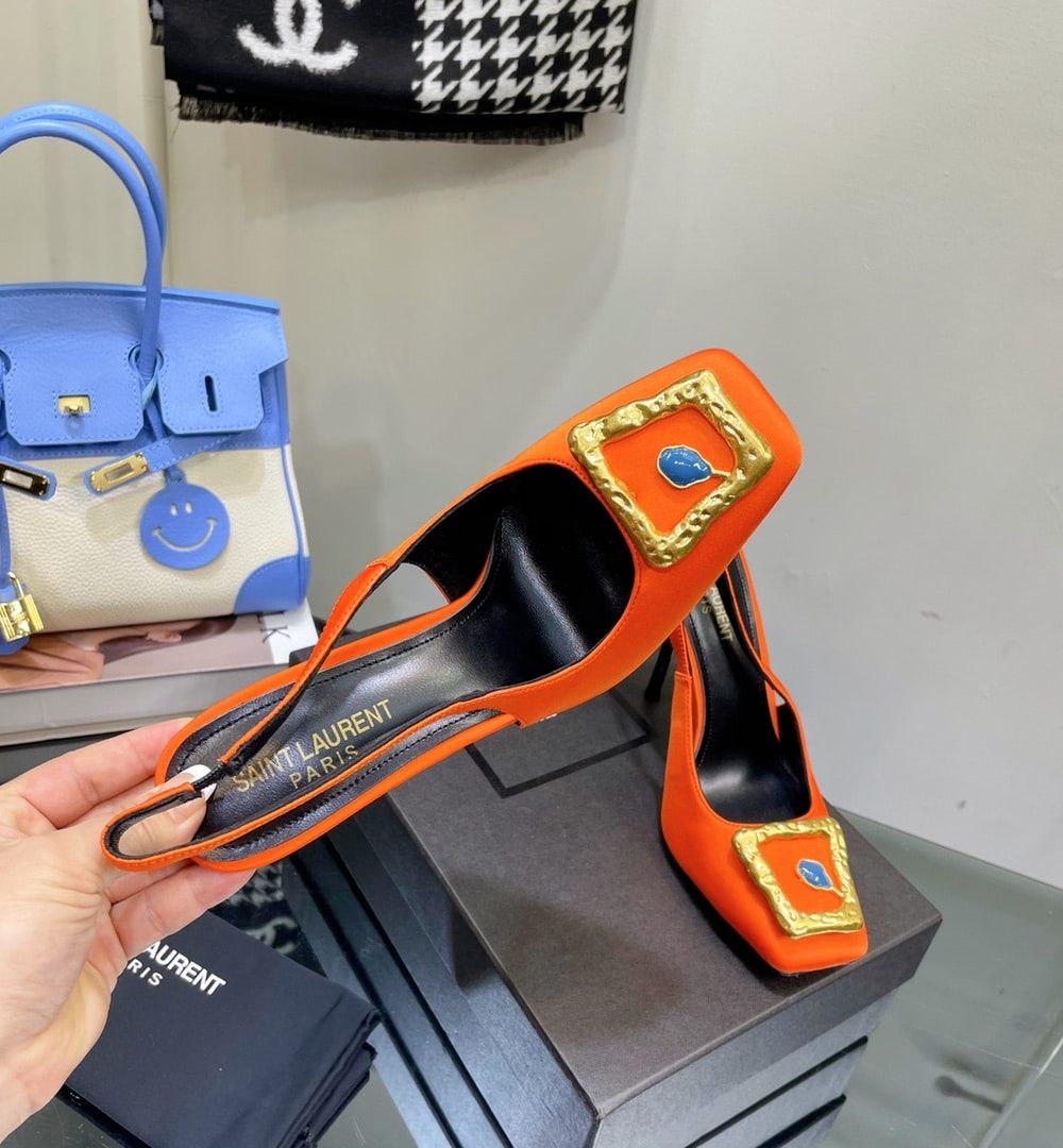 Saint Laurent Women's Maxine Silk Slingback Pumps Black For Women YSL