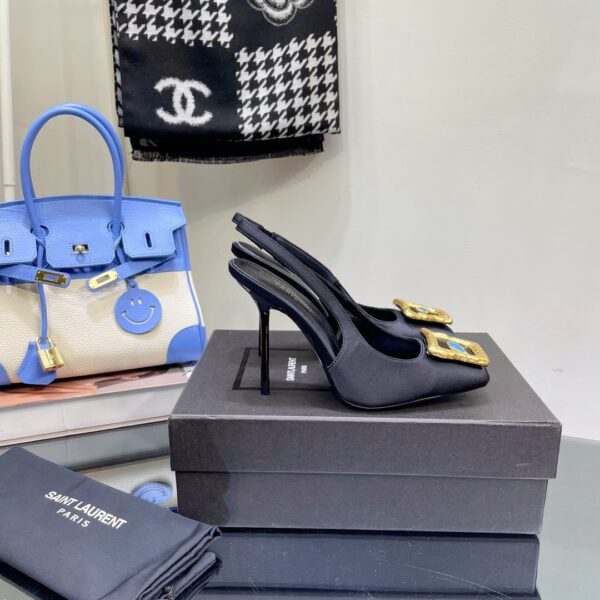 Saint Laurent Women's Maxine Silk Slingback Pumps Black For Women YSL