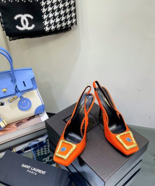 Saint Laurent Women's Maxine Silk Slingback Pumps Black For Women YSL