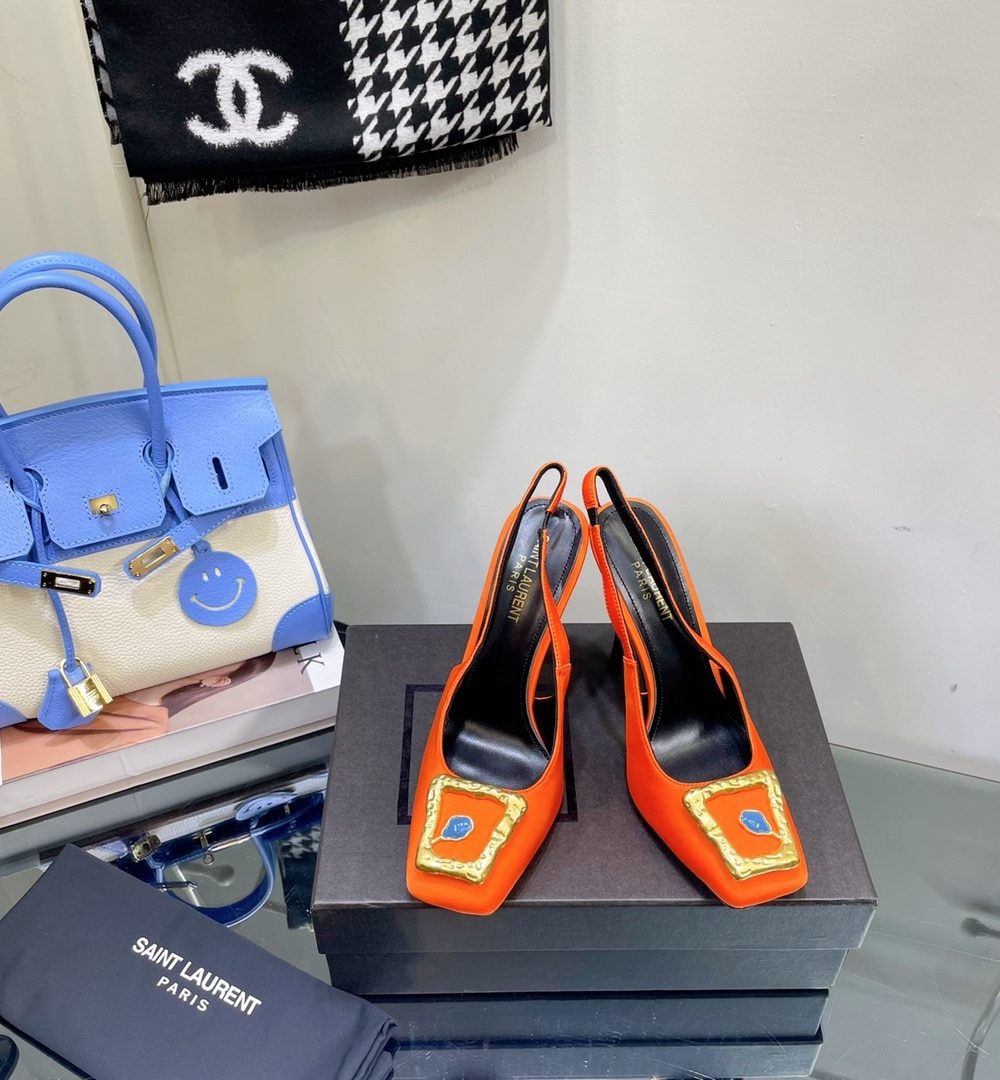 Saint Laurent Women's Maxine Silk Slingback Pumps Black For Women YSL