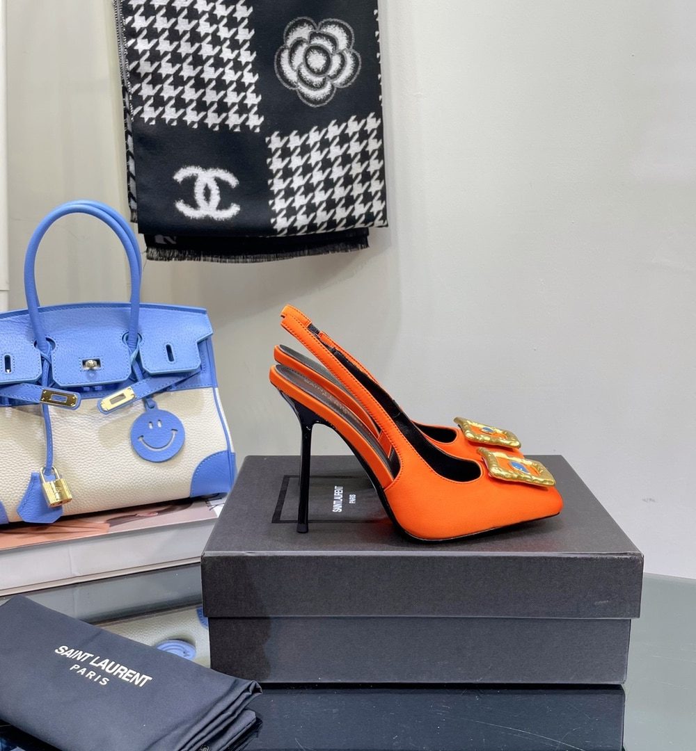 Saint Laurent Women's Maxine Silk Slingback Pumps Black For Women YSL