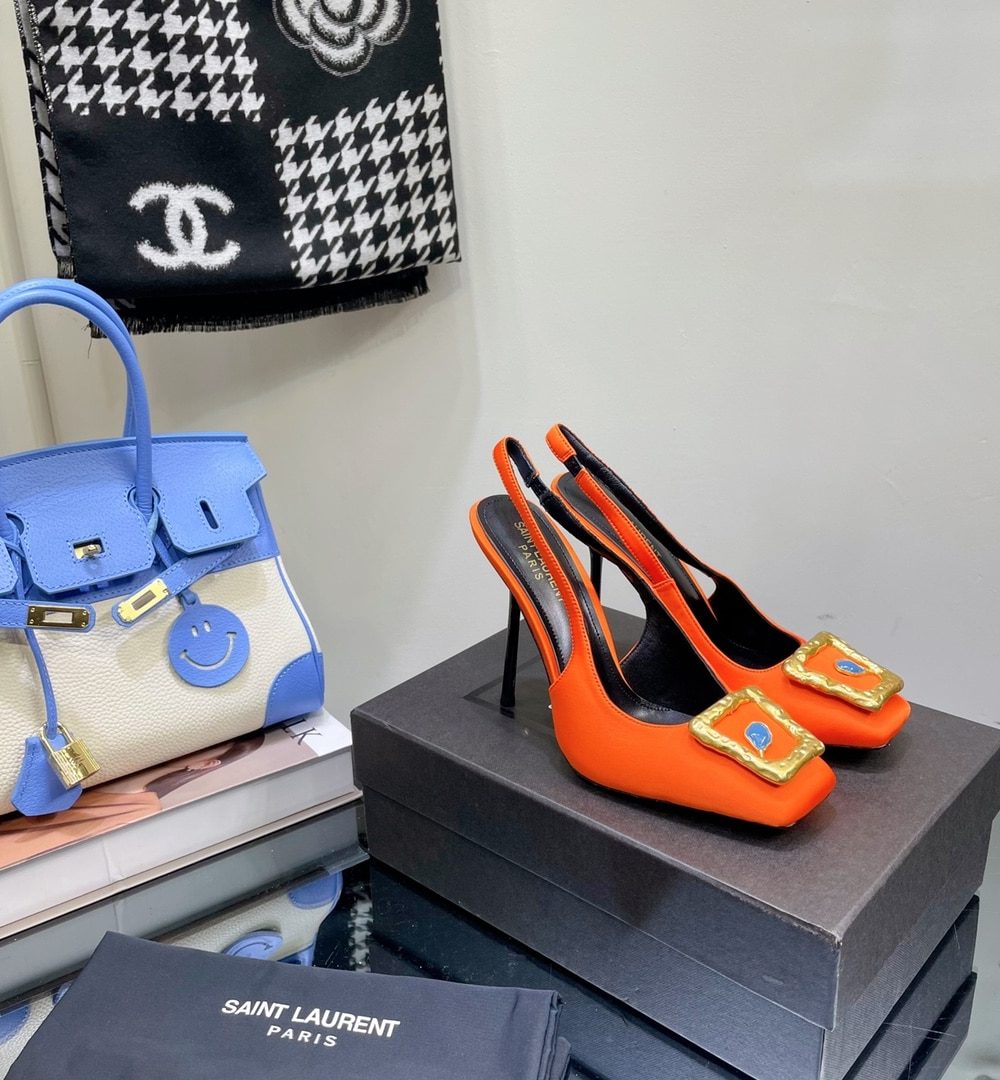 Saint Laurent Women's Maxine Silk Slingback Pumps Black For Women YSL