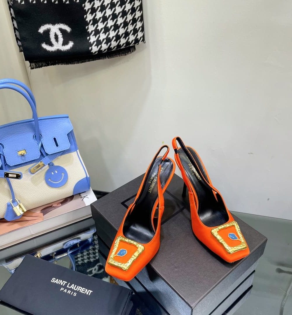 Saint Laurent Women's Maxine Silk Slingback Pumps Black For Women YSL