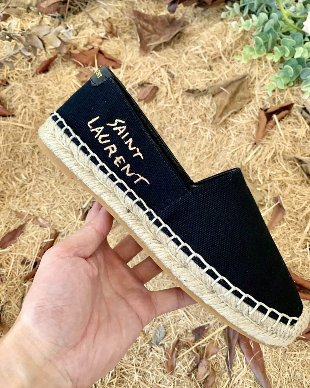 Saint Laurent Women's Saint Laurent Embroidered Espadrilles Black For Women YSL