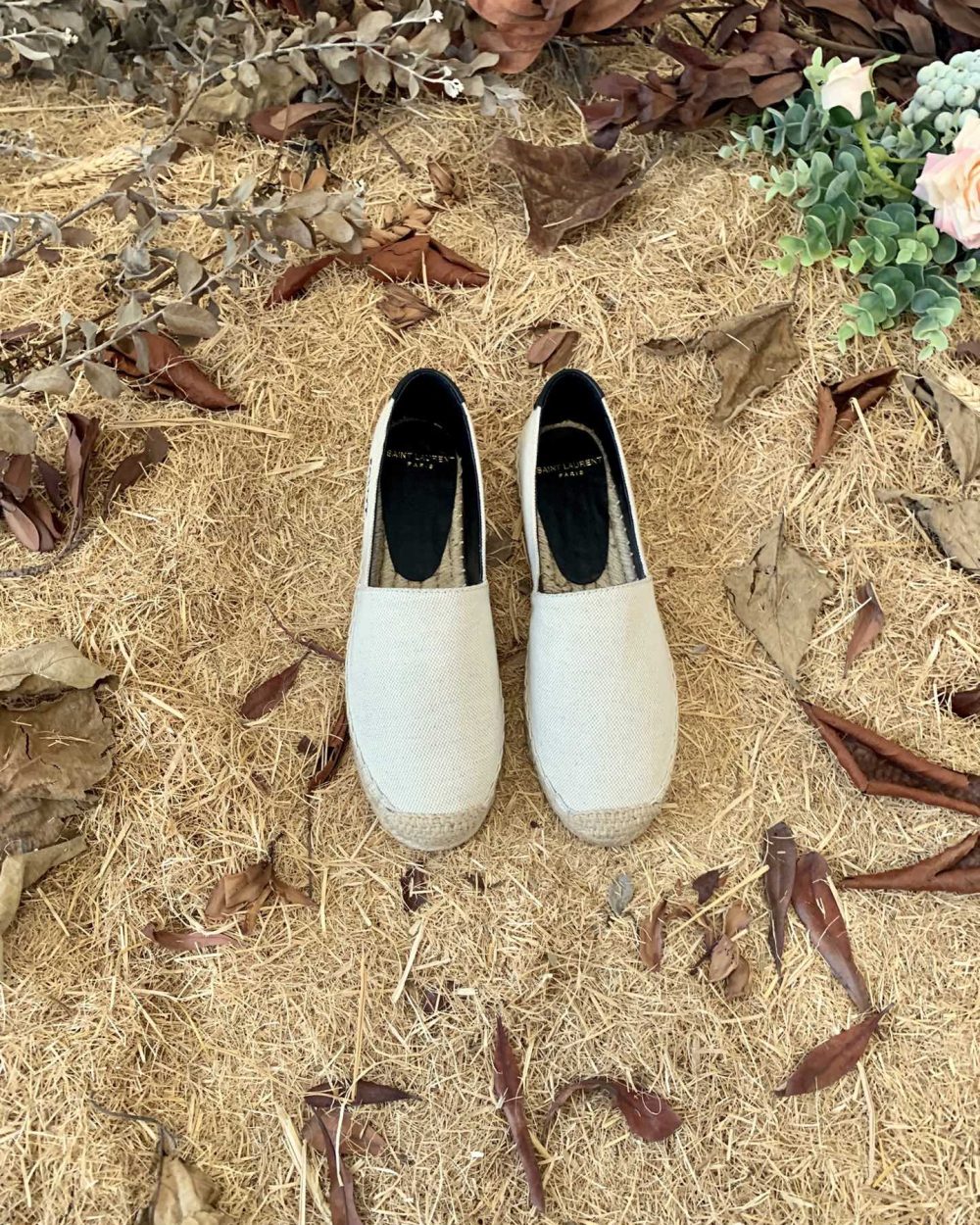 Saint Laurent Women's Saint Laurent Embroidered Espadrilles White For Women YSL