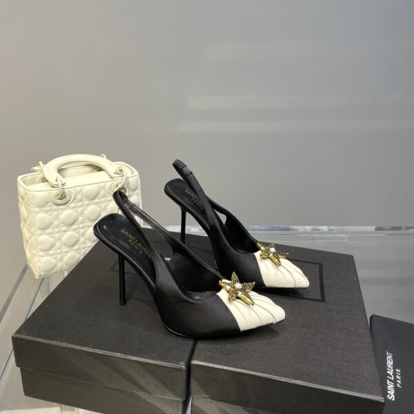 Saint Laurent Women's Silk Slingback Pumps Black For Women YSL