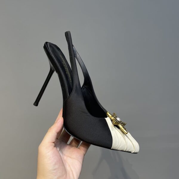Saint Laurent Women's Silk Slingback Pumps Black For Women YSL