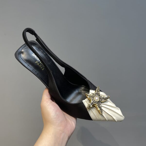 Saint Laurent Women's Silk Slingback Pumps Black For Women YSL