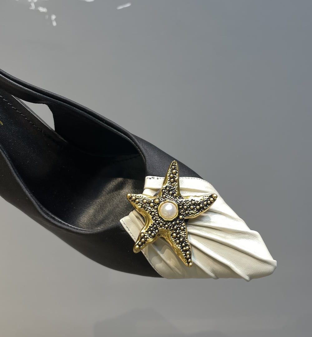 Saint Laurent Women's Silk Slingback Pumps Black For Women YSL