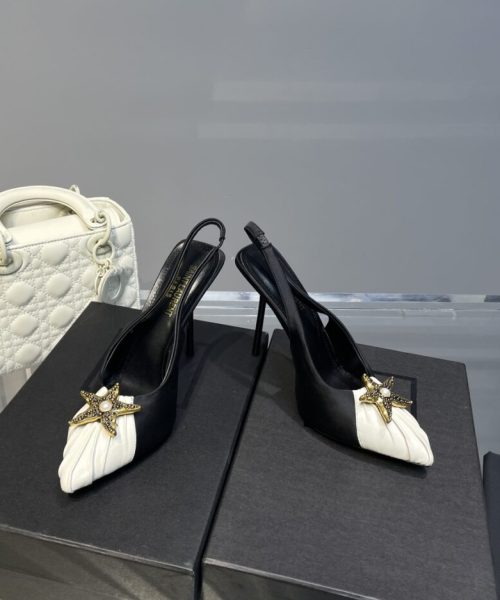 Saint Laurent Women's Silk Slingback Pumps Black For Women YSL