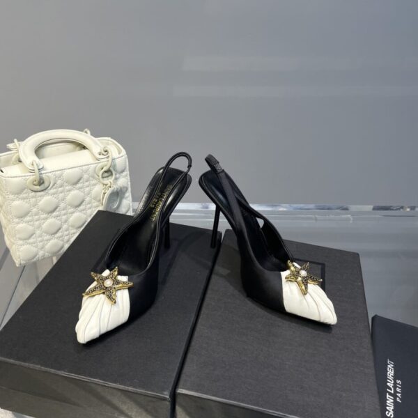 Saint Laurent Women's Silk Slingback Pumps Black For Women YSL