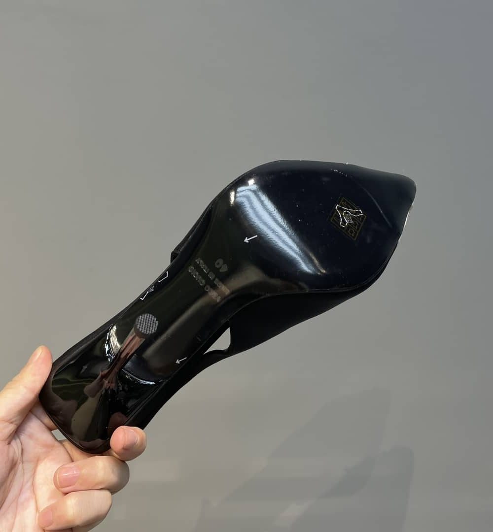 Saint Laurent Women's Silk Slingback Pumps Black For Women YSL