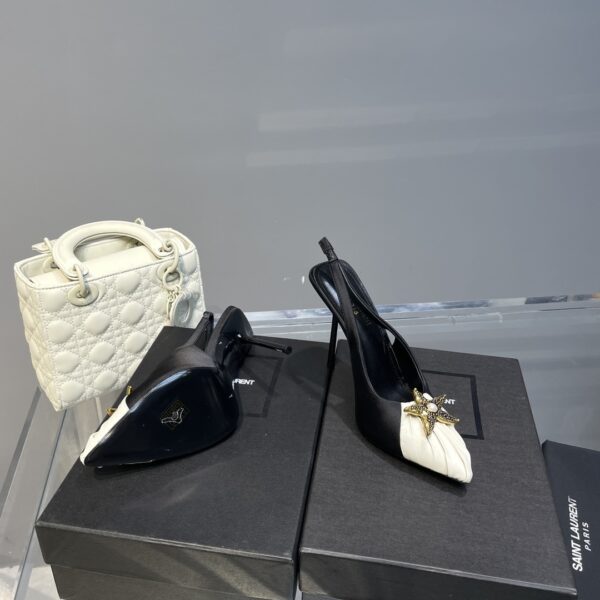 Saint Laurent Women's Silk Slingback Pumps Black For Women YSL