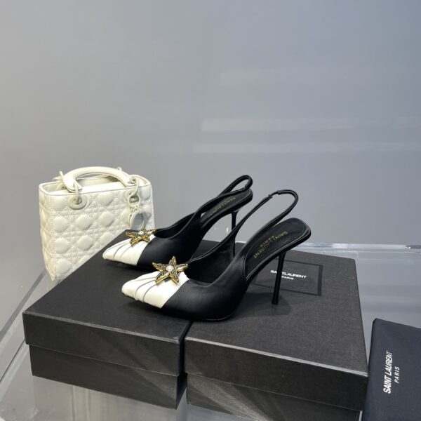 Saint Laurent Women's Silk Slingback Pumps Black For Women YSL