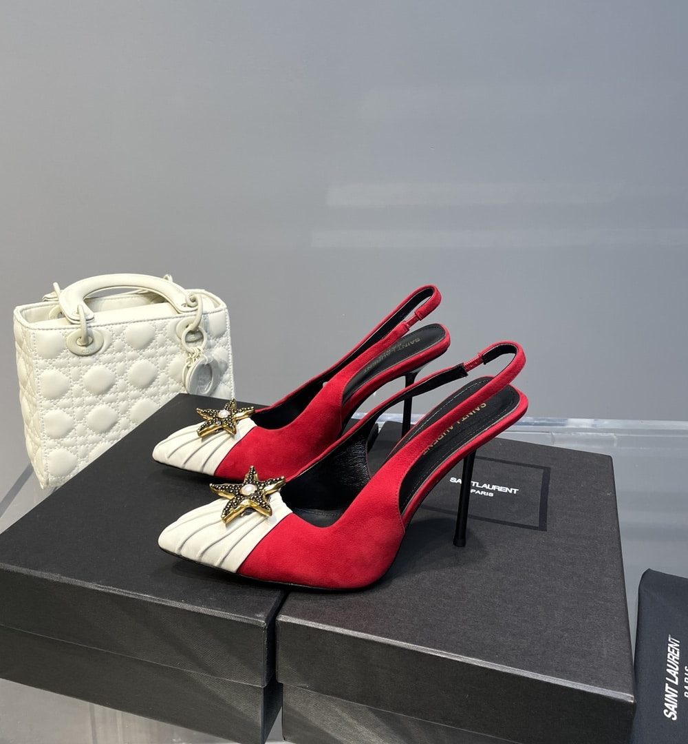 Saint Laurent Women's Silk Slingback Pumps Red For Women YSL